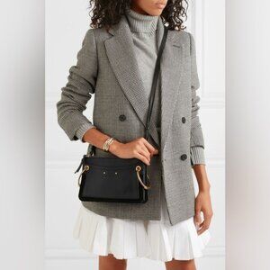 Chloé Mini Calfskin Roy Black Leather Suede Crossbody Bag